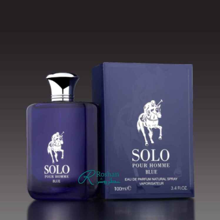 ادکلگ solo blue شرکت فرگرانس ورلد ، نسخه مشابه و مقرون به صرفه عطر polo blue - مردانه - رایحه گرم و تلخ - ۱۰۰ میل